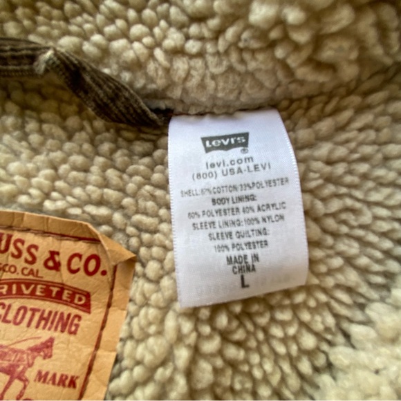 Levi’s 70520 brown corduroy faux Sherpa lined trucker jacket Large - Picture 11 of 11